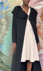 Giorgio Armani Black Wool Cowl Neck Grosgrain Trim Opera Coat - 42