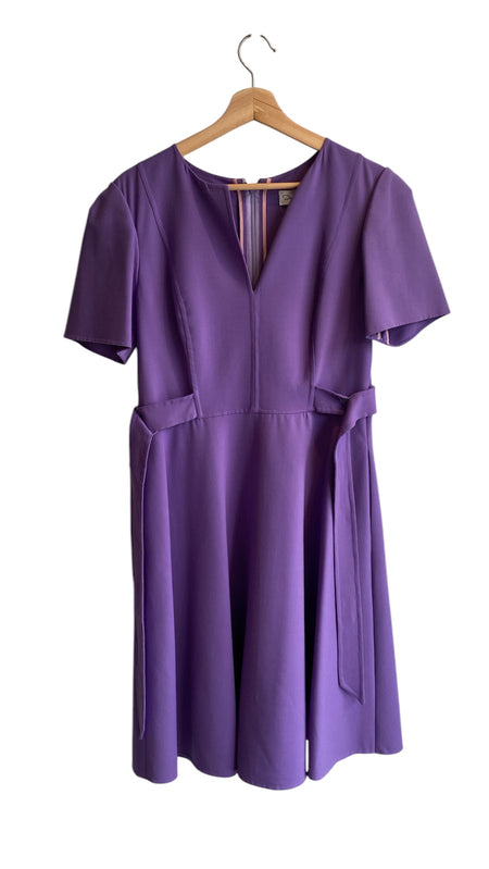 Oscar De La Renta Purple Belted Dress - 6