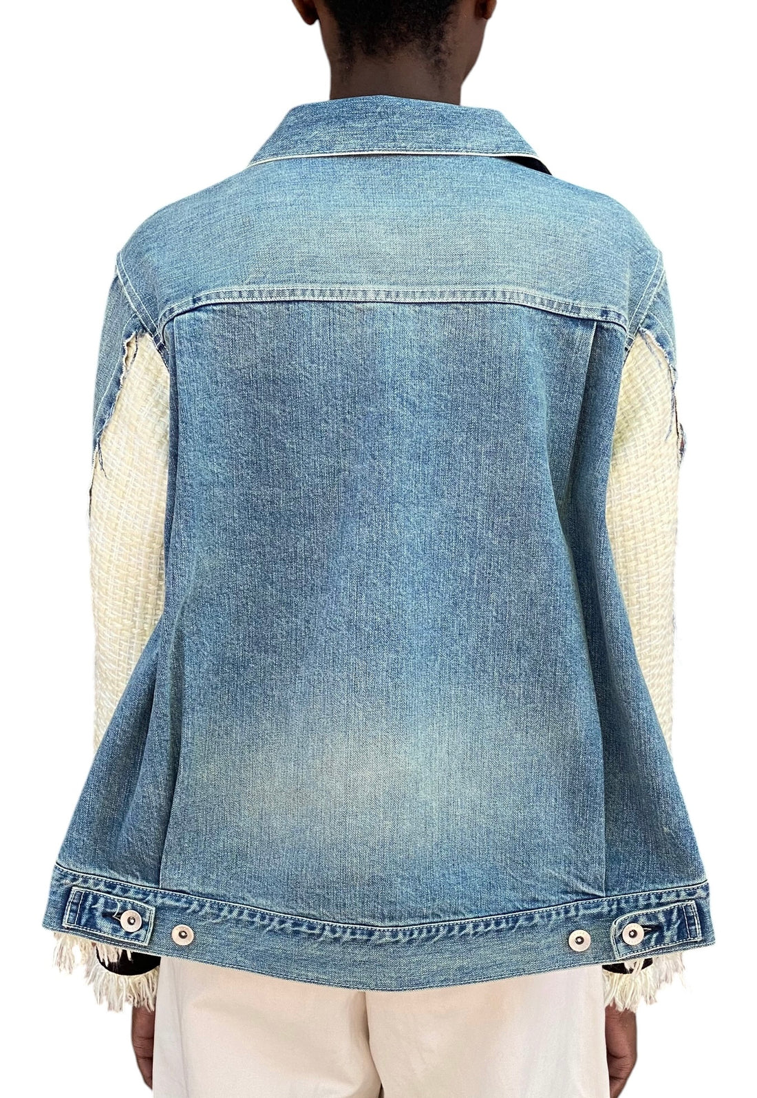 Sacai Blue & Ivory Denim Tweed Combo Jacket - JP 1 / S / US 4-6