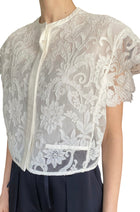 Giambattista Valli White Lace Short Sleeve Blouse - IT 44/ US 8