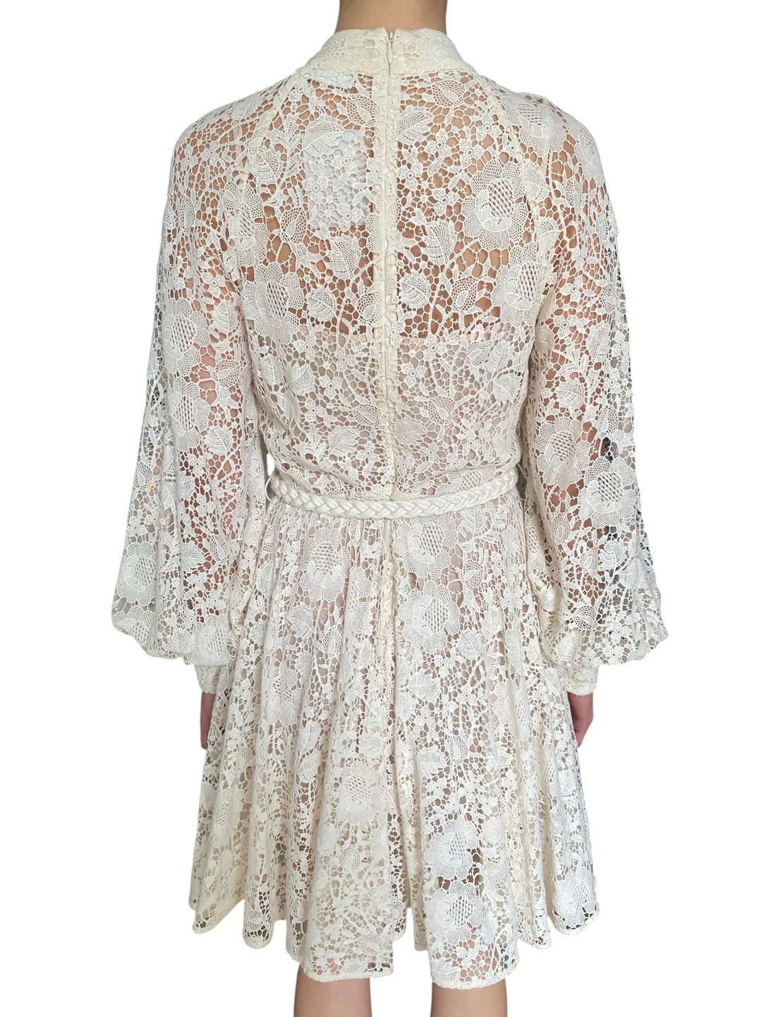 Zimmermann Cream "Cassia" Lace-Macramé Long Sleeve - 3 / L / US 8-10