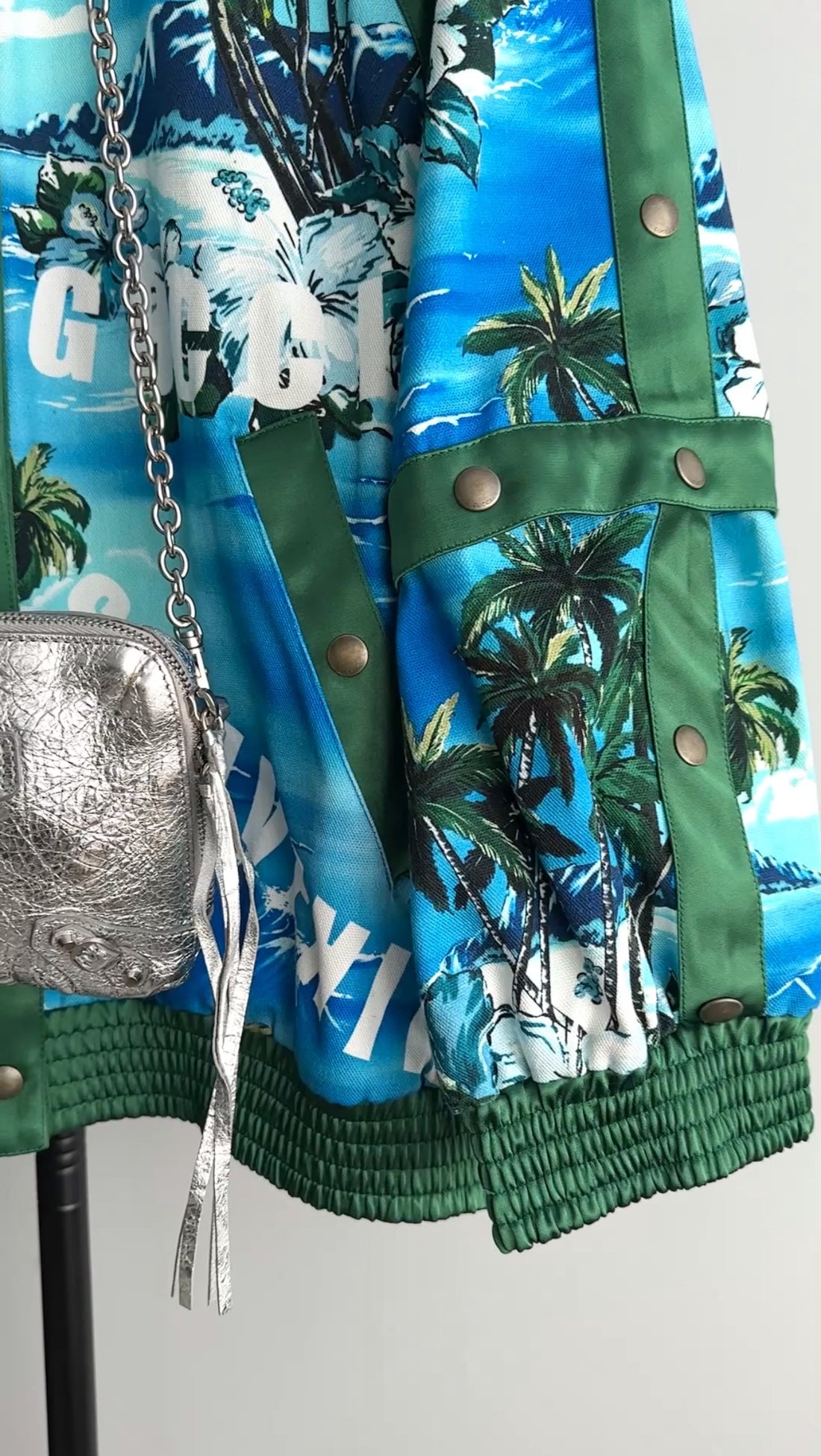 Gucci Blue and Green Los Angeles Souvenir Palm Tree Snap Jacket - S / M