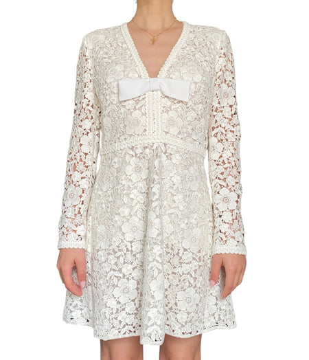 Giambattista Valli White Lace Bow Mini Dress - 44 / US 6-8