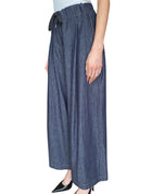 Brunello Cucinelli Dark Blue Wide Leg Denim Drawstring Trousers - M / US 8