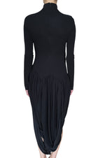 Ferragamo Black Jersey Tulip Hem Mock Neck Gown - 38 / US 2-4