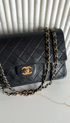 Chanel Vintage 1989-1991 Black Lambskin Medium Classic Double Flap Bag