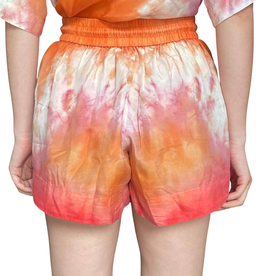 Zimmerman Orange Tie Dye Silk Shorts - 0 / US 2-4