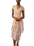 Vivienne Westwood Blue Asymmetrical Print Pleated Dress - XXS