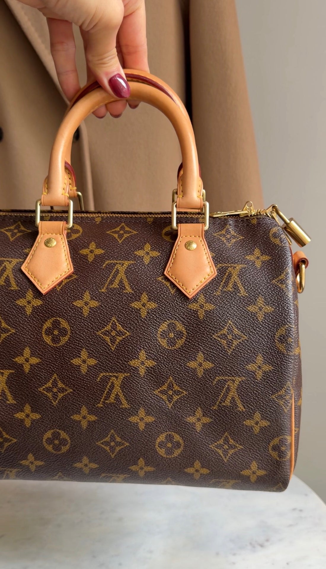 Louis Vuitton Brown Monogram Coated Canvas Speedy Bandoulière 25