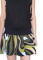 Emilio Pucci Green Marmo-Print Jersey Backless Bubble Mini Dress - IT 42 / US 6