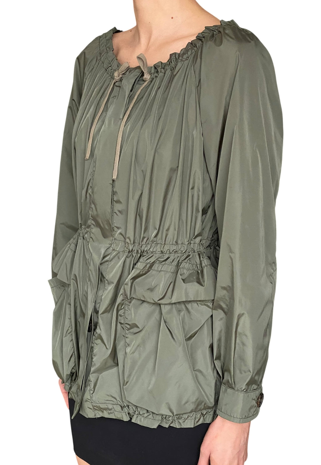 Prada Sport Army Green Vintage Nylon Drawstring Rain Jacket - S / US 4-6