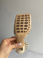 Bottega Veneta Crystal Mesh Wrap Tie Heels - 36.5