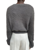 Alberta Ferretti Grey Fuzzy Cropped Cardigan - US 6