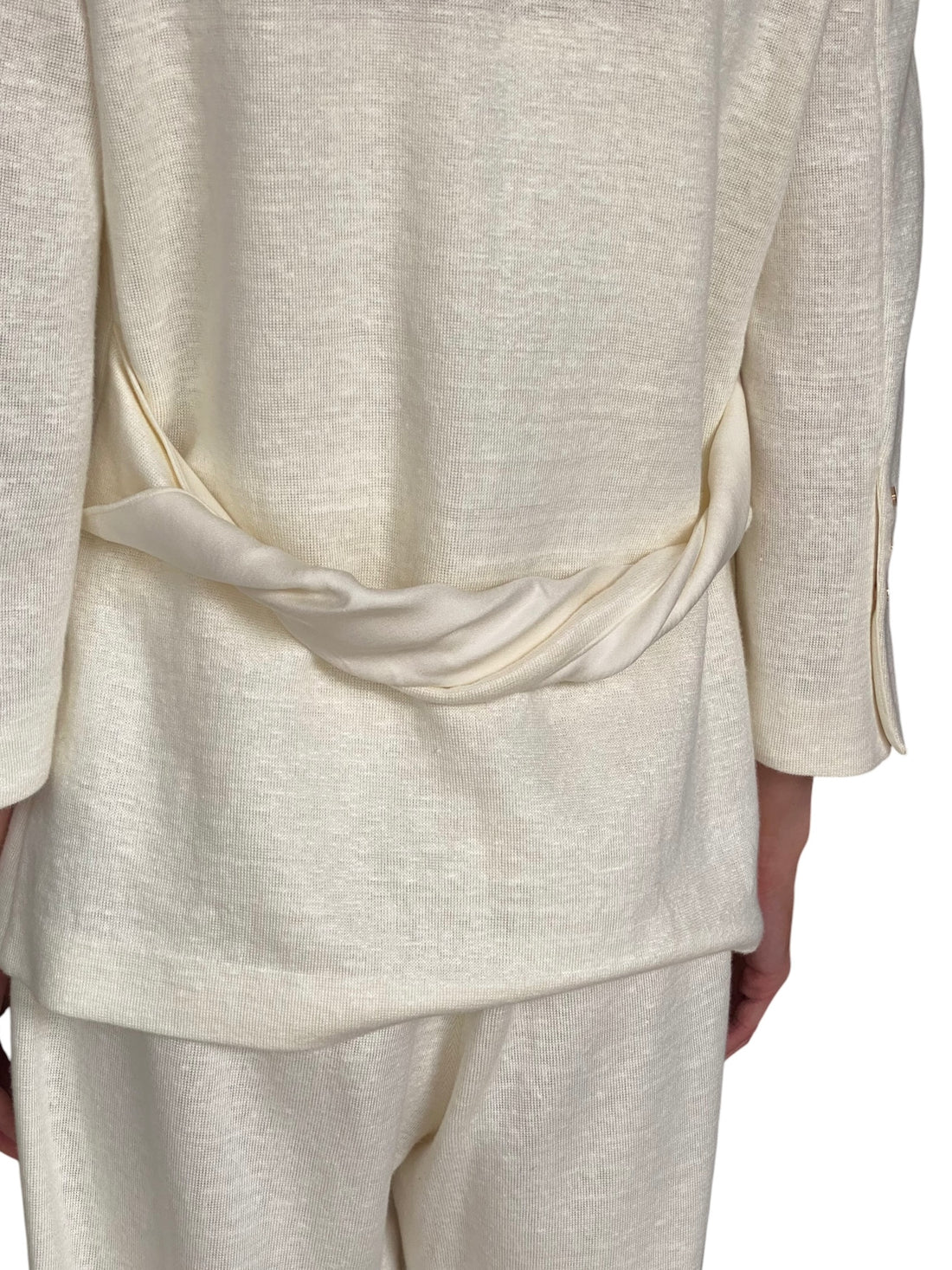 Giorgio Armani Ivory Jersey Knit Twisted Half-Belted Blazer - 44 / US 8-10