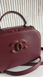 Chanel Paris-Rome Coco Curve Burgundy Leather Vanity Case Bag