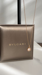 Bvlgari Bvlgari Mini 18k Rose Gold Mother Of Pearl Pendant Necklace