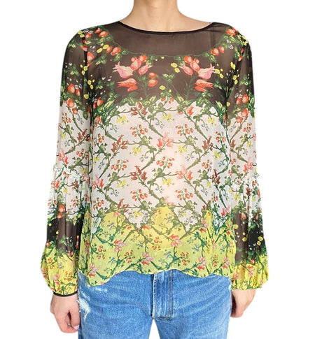 Erdem Sheer Floral Silk Top - US 8
