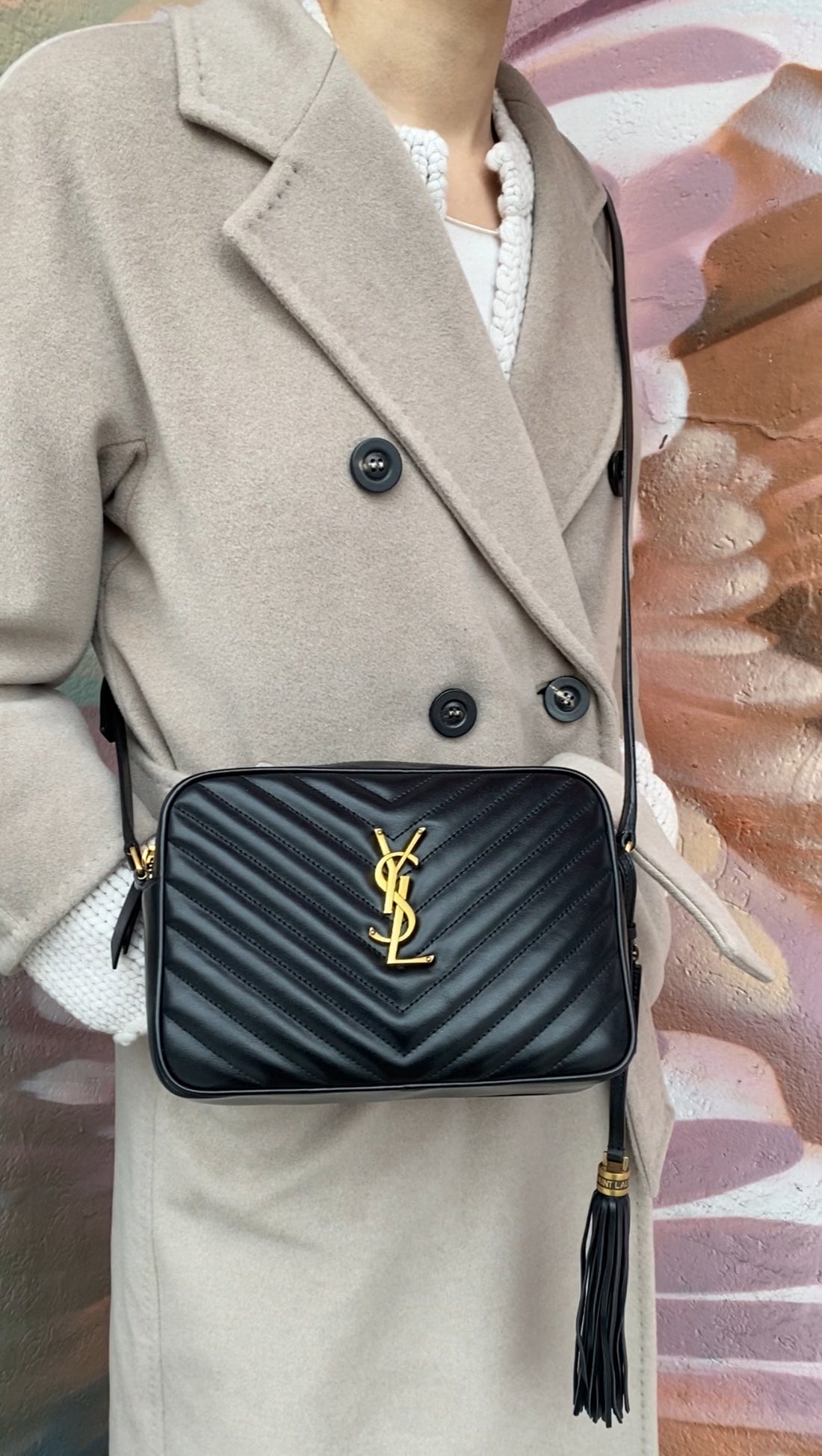 Saint Laurent Black Medium Lou Monogram Quilted Camera Bag