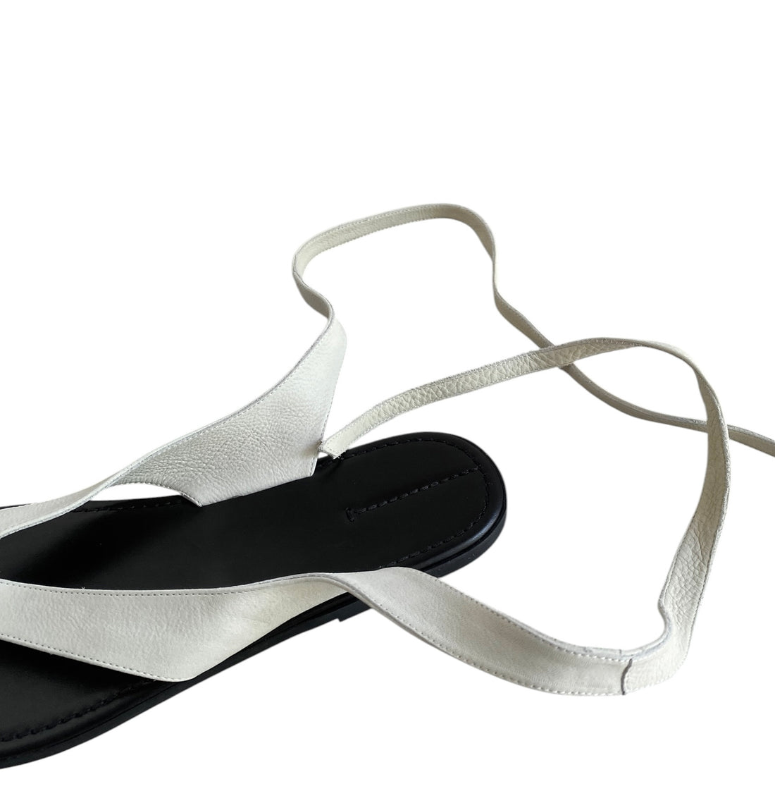 The Row Cream Ivory Nubuck Ankle Tie Beach Sandals - 37