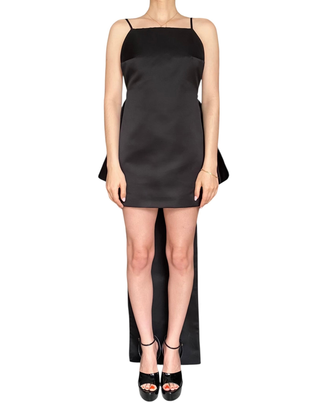 Prada Black Silk Train Bow Gown