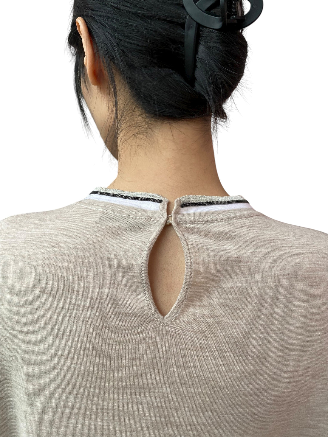 Brunello Cucinelli Beige Monili Embellished Wool & Cashmere Sweater - S