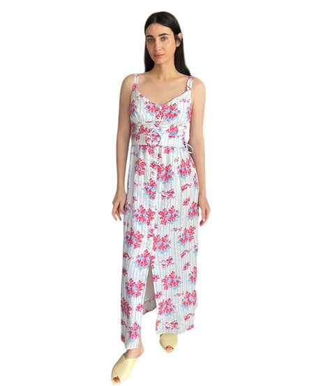 Gul Hurgel Floral Print Linen Maxi Dress - L