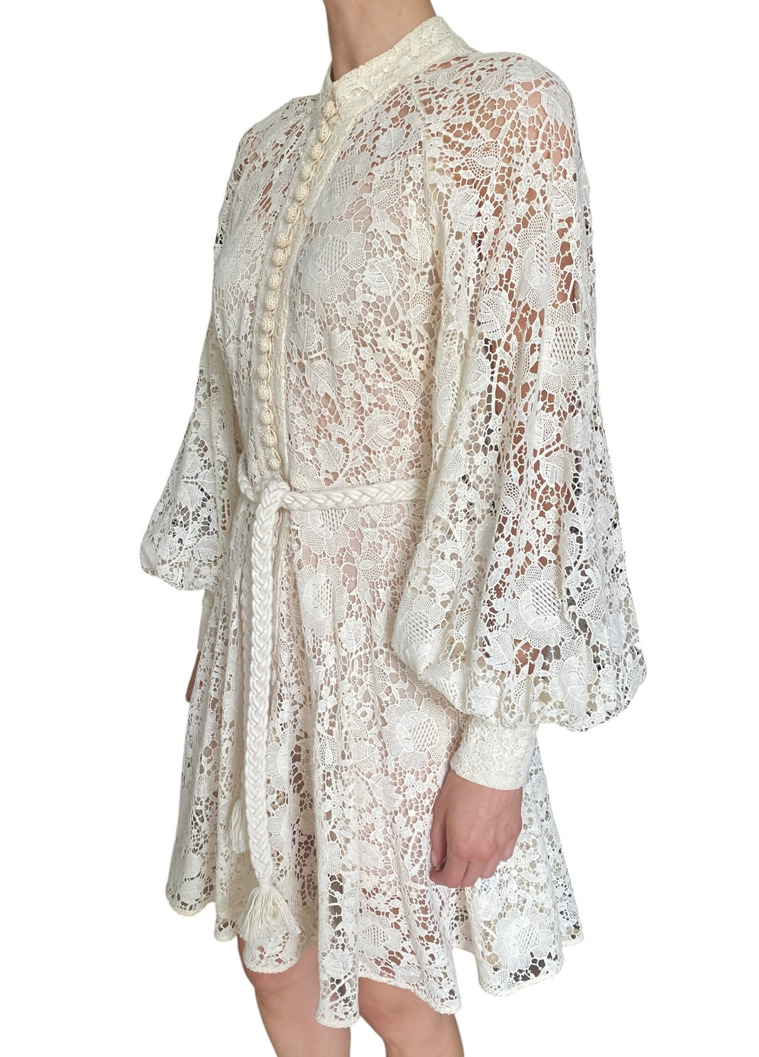 Zimmermann Cream "Cassia" Lace-Macramé Long Sleeve - 3 / L / US 8-10