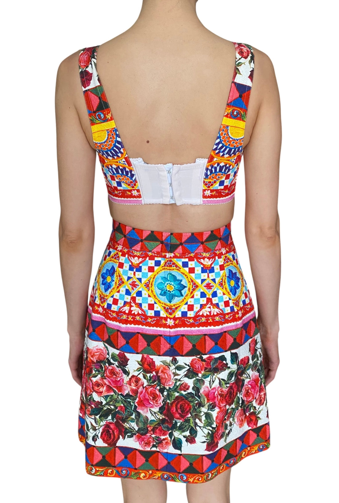 Dolce & Gabbana Multicolour Caretto Floral Printed 2-Piece Bralette and Skirt Set - 40 / US 4