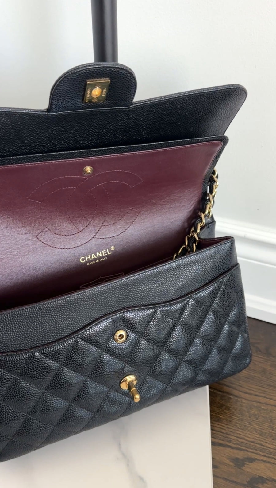 Chanel Black Caviar Jumbo Classic Double Flap Bag GHW