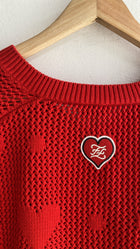 Fendi Red Heart Knit Sweater