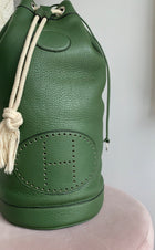 Hermes Vintage 2000 Green Clemence Lunch Drawstring Shoulder Bag