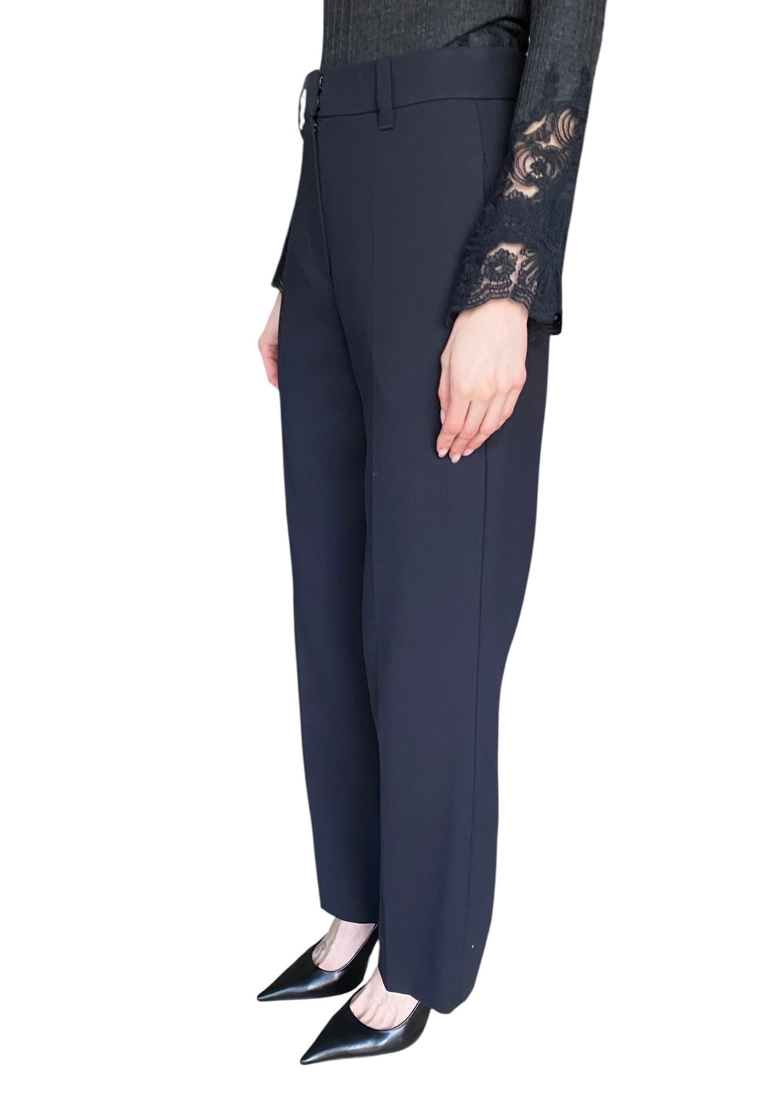 Brunello Cucinelli Navy Monili Cotton Trousers - IT 34 / US 2