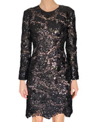 Giambattista Valli Black Sequin Guipure Long Sleeve Cocktail Dress - IT 44 / M / US 6-8