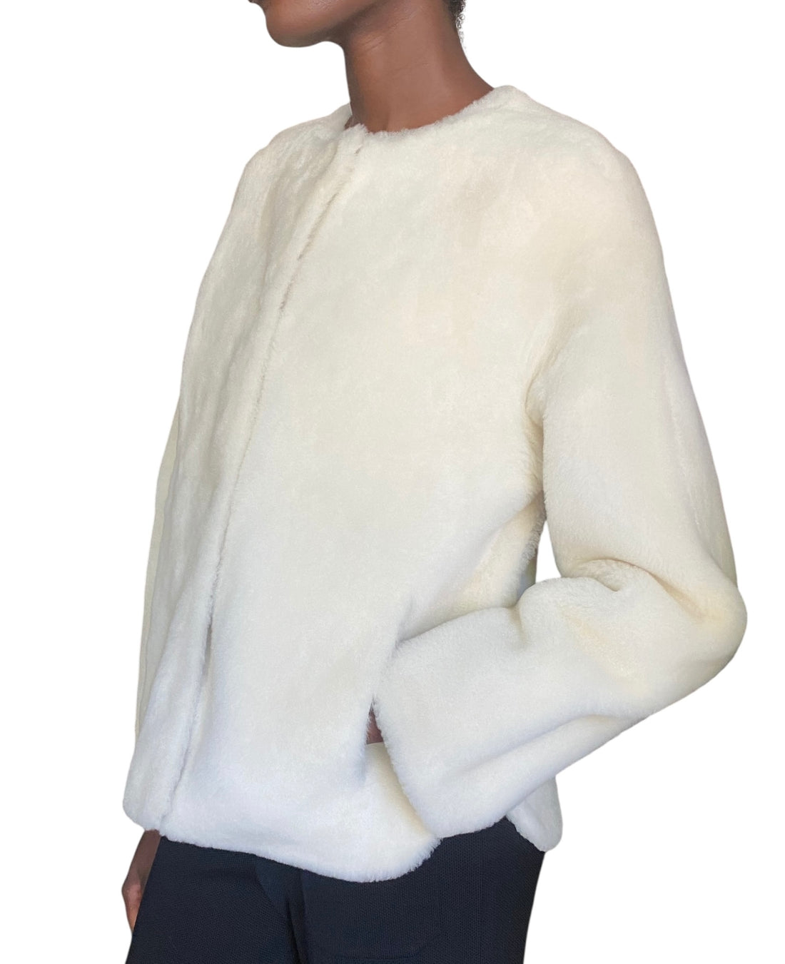 Yves Salomon Ivory Shearling Jacket - 36 / S / US 4