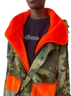 Junya Watanabe Camo & Orange Fleece Panelled Canvas Coat - XS