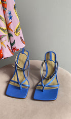 Bottega Veneta Aquarium Blue Leather Stretch Strap High Heel Thong Sandals -  36