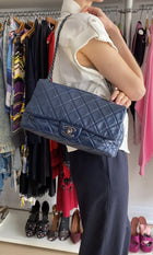 Chanel Large Navy Quilted Leather Coco Soft Flap Bag