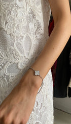 Van Cleef & Arpels Vintage Alhambra 5 Motif 18K White Gold Mother of Pearl Bracelet