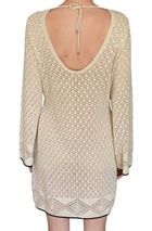 Agnona Beige Cotton Crochet Long Sleeve Mini Dress - M / US 6