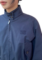 Miu Miu Navy Panama Cropped Bomber Jacket - 40 / US 6