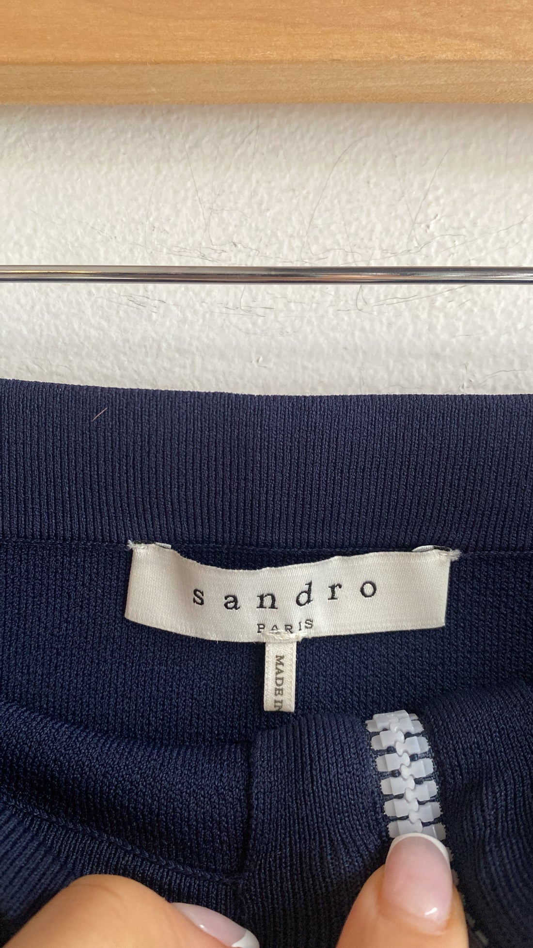Sandro Navy White Pocket Mini Skirt