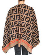 Fendi Brown Monogram Wool Blend Poncho
