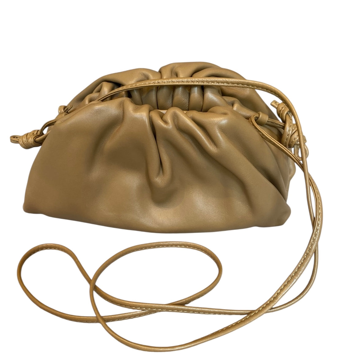 Bottega Gold Leather The Mini Pouch Clutch Bag