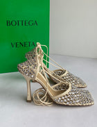 Bottega Veneta Crystal Mesh Wrap Tie Heels - 36.5