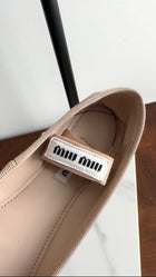 Miu Miu Beige Leather Ballerina Flat Shoes - 37