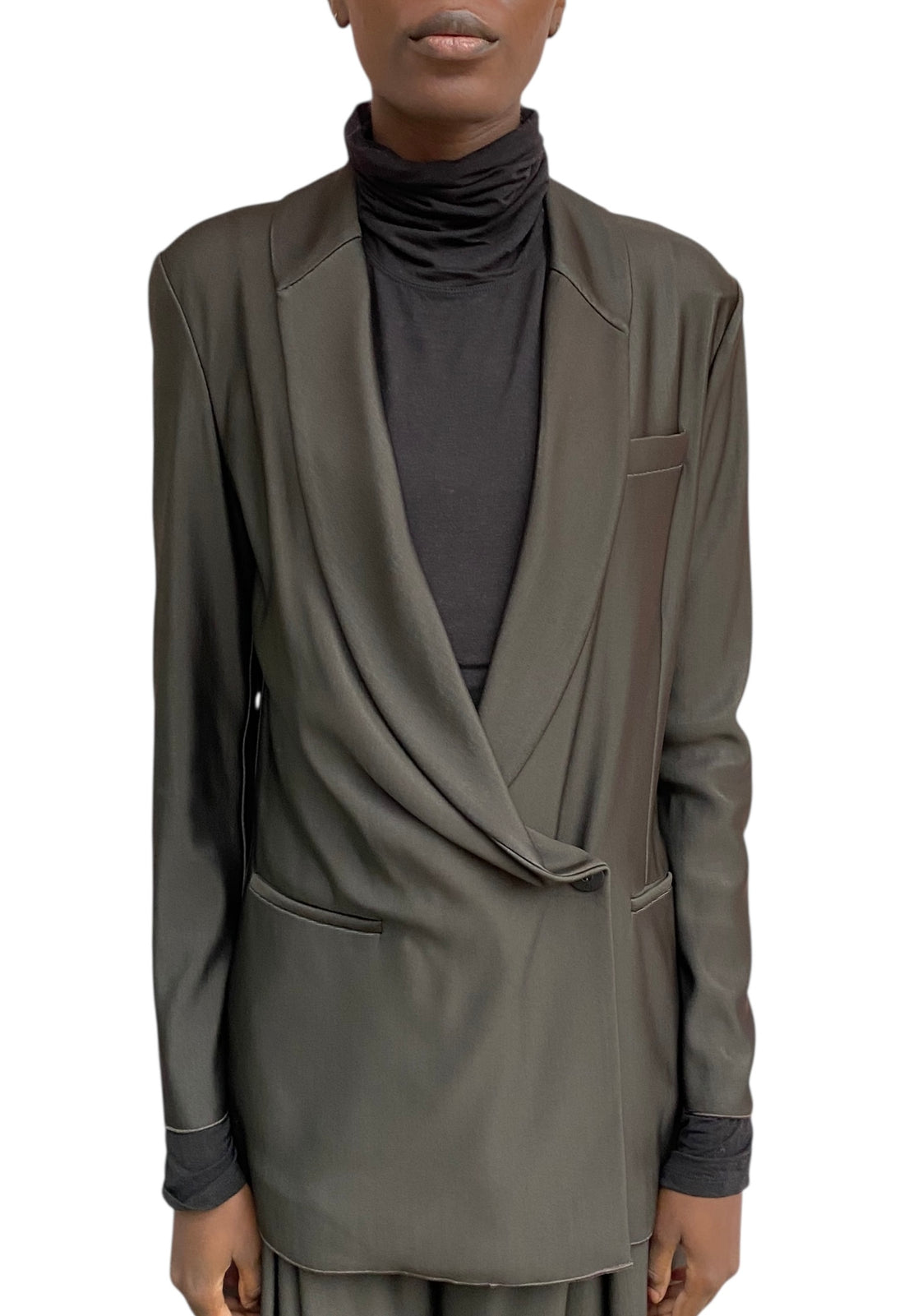 Giorgio Armani Brown Jersey Draped Blazer - 44 / US 8