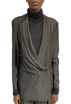 Giorgio Armani Brown Jersey Draped Blazer - 44 / US 8