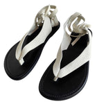 The Row Cream Ivory Nubuck Ankle Tie Beach Sandals - 37