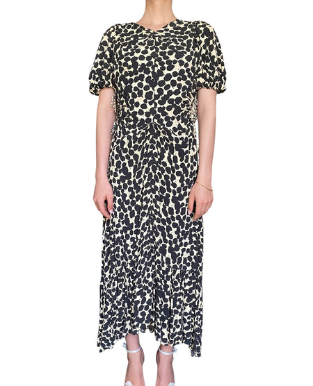 Proenza Schouler Textured Crepe Painted Dot Cinched Dress - 6