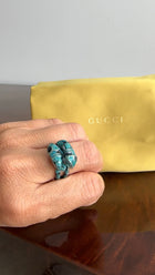 Gucci Sterling Silver Turquoise Enamel Garden Snake Ring - S / 6.5